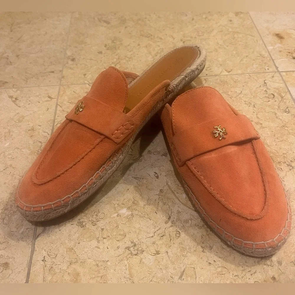 Tory Burch Orange Suede Seaside Espadrille Mule (#87637) Size 10 w/ Dust Bag